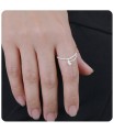 Elegant CZ Stone With Chain Silver Ring NSR-4188